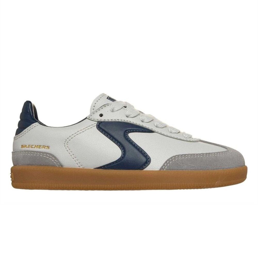Skechers Boys Hotshot Varsity Leather Sneakers / White/Navy